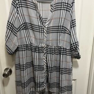 Torrid Black and White Plaid Tunic